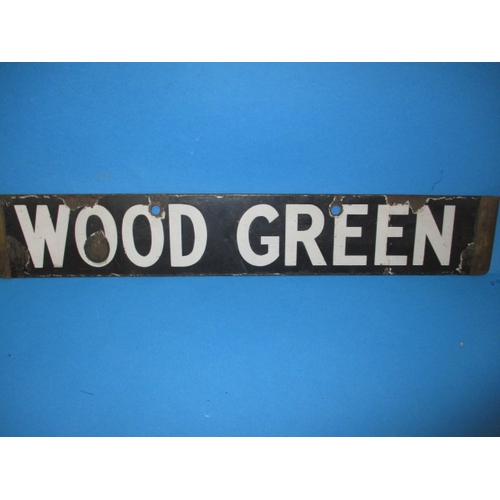 276 - A late 1930s double sided enamel tube train destination plaque, for Cockfosters and Wood Green, some... 