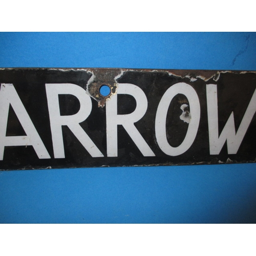 277 - A late 1930s double sided enamel tube train destination plaque, for South Harrow and Bowes Road, som... 