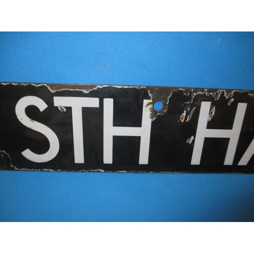 277 - A late 1930s double sided enamel tube train destination plaque, for South Harrow and Bowes Road, som... 