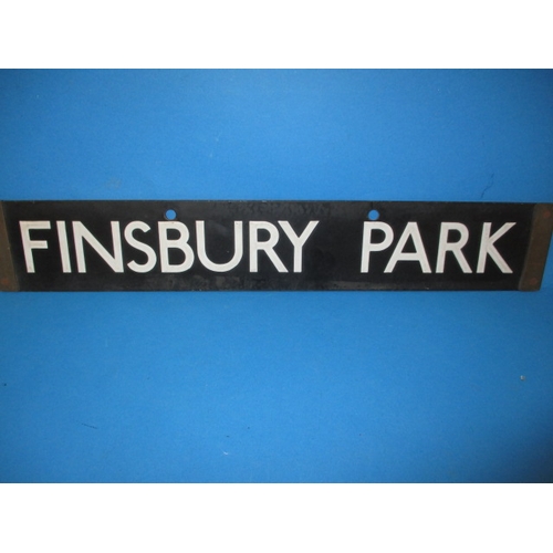 278 - A late 1930s double sided enamel tube train destination plaque, for Euston and Finsbury Park, some m... 