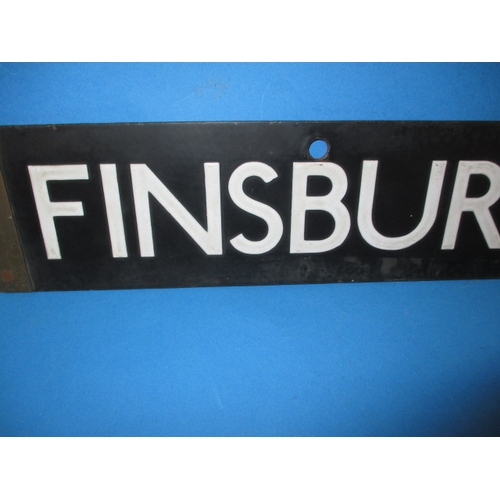 278 - A late 1930s double sided enamel tube train destination plaque, for Euston and Finsbury Park, some m... 