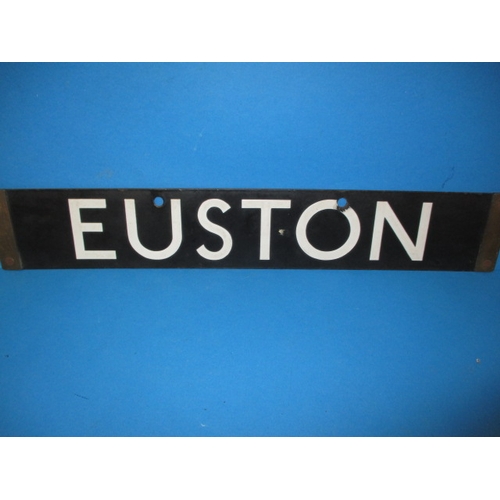 278 - A late 1930s double sided enamel tube train destination plaque, for Euston and Finsbury Park, some m... 