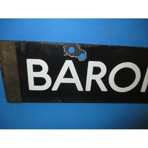 280 - A late 1930s double sided enamel tube train destination plaque, for Rayners Lane and Barons Court, s... 