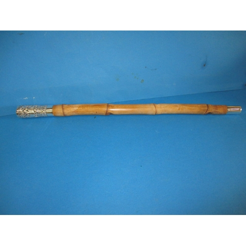 237 - A vintage hand cane with white metal mounts, having dedication to Dr Brown Dec 15 1961. Obtained whi... 