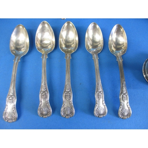 157 - A parcel of silver items, to include Irish spoons, and an antique 3 piece tea set, all in used condi... 