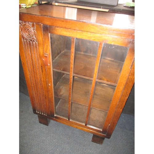 288 - A Herbert E Gibbs Art Deco glazed door bookcase with open shelves to one side, in good useable pre-o... 