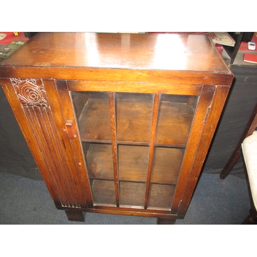 288 - A Herbert E Gibbs Art Deco glazed door bookcase with open shelves to one side, in good useable pre-o... 