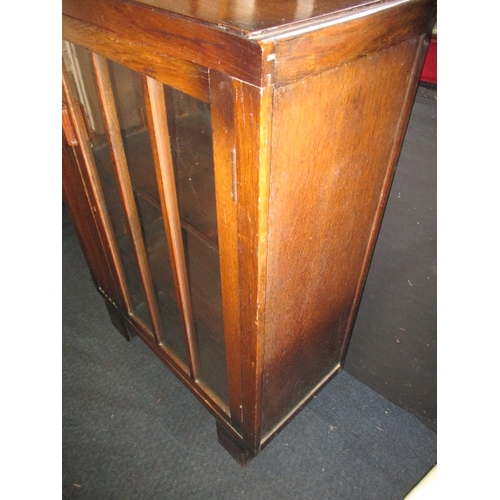 288 - A Herbert E Gibbs Art Deco glazed door bookcase with open shelves to one side, in good useable pre-o... 