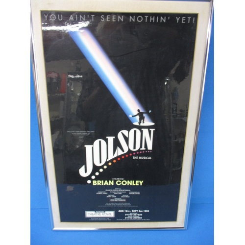 337 - A genuine theatre foyer promotional poster for the musical “Jolson”, approx. size 56x36cm, the forme... 