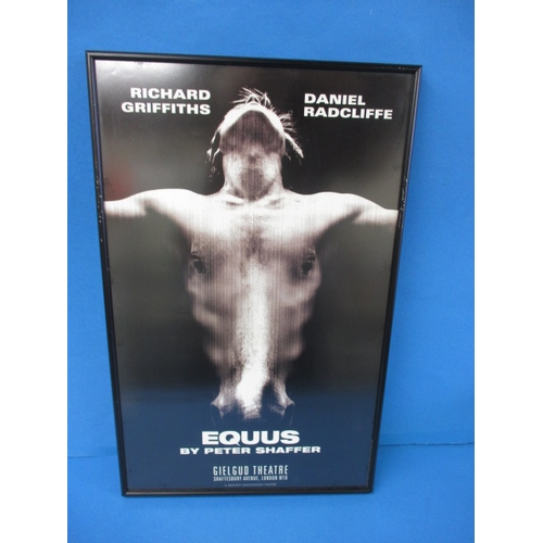 338 - A genuine theatre foyer promotional poster for EQUUS, approx. size 51x32cmcm, the former property of... 