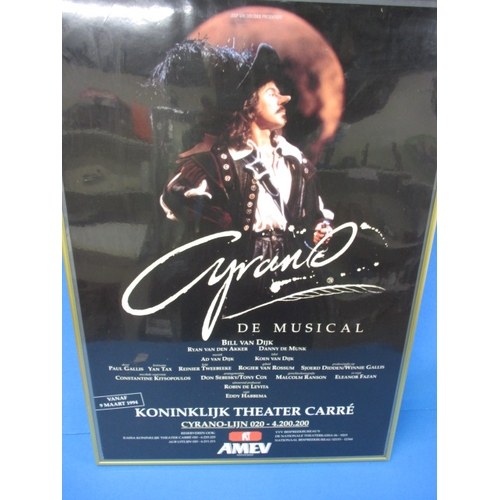 339 - A genuine theatre foyer promotional poster for the musical CYRANO, approx. size 61x43cm, the former ... 