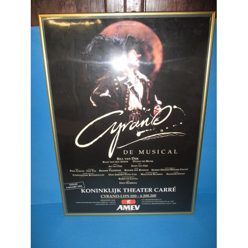 339 - A genuine theatre foyer promotional poster for the musical CYRANO, approx. size 61x43cm, the former ... 