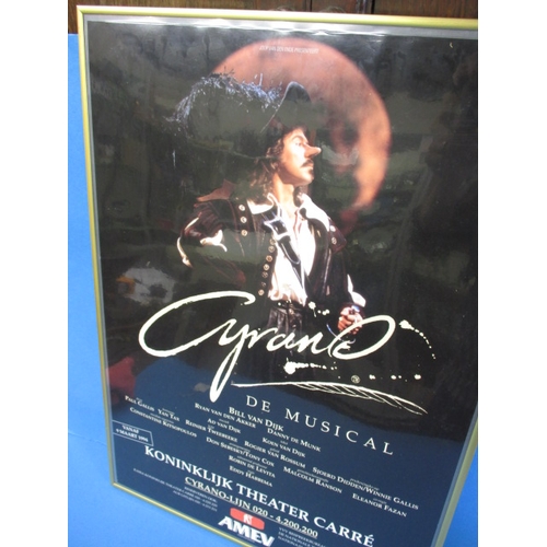 339 - A genuine theatre foyer promotional poster for the musical CYRANO, approx. size 61x43cm, the former ... 