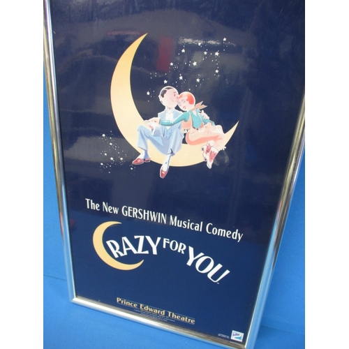 341 - A genuine theatre foyer promotional poster for the musical “Crazy for You”, approx. size 53x34cm, th... 