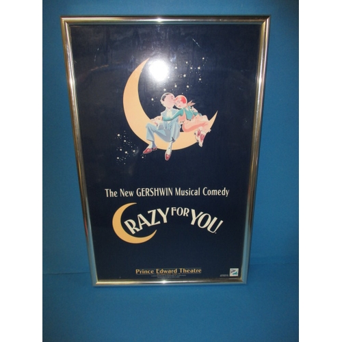 341 - A genuine theatre foyer promotional poster for the musical “Crazy for You”, approx. size 53x34cm, th... 