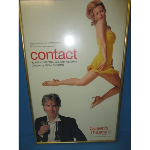 344 - A genuine theatre foyer promotional poster for “CONTACT”, approx. size 52x32cm, the former property ... 