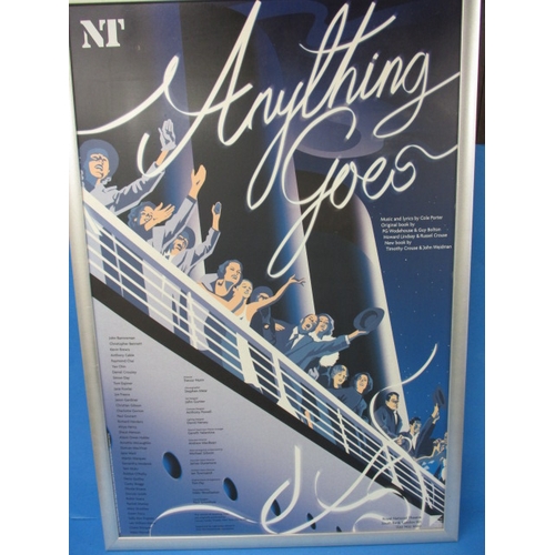 348 - A genuine theatre foyer promotional poster for the musical “Anything Goes”, approx. size 80x54cm, th... 