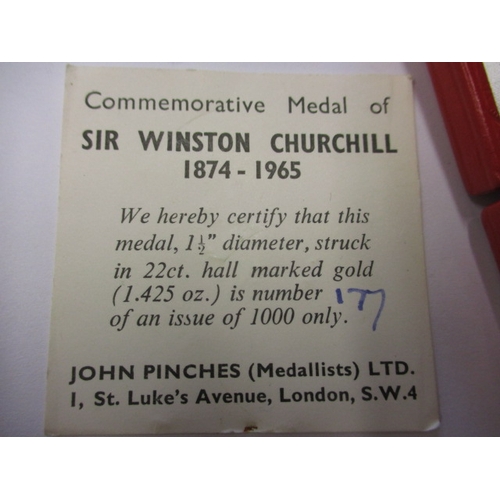 125 - A 1965 limited edition commemorative 22ct gold medal, Sir Winston Churchill edition of 1000, approx.... 