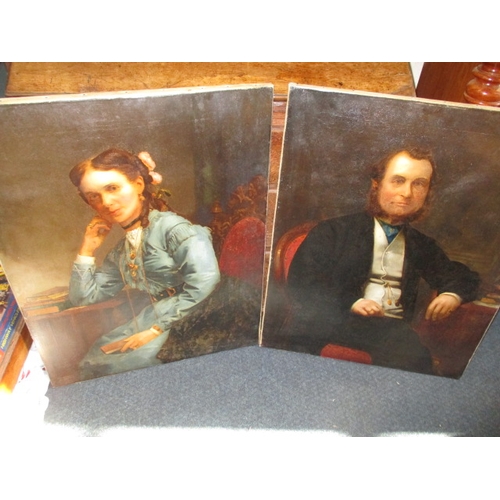 260 - Male and female oil  on canvas portraits, approx. size 72x91cm both unsigned, in useable pre-owned c... 