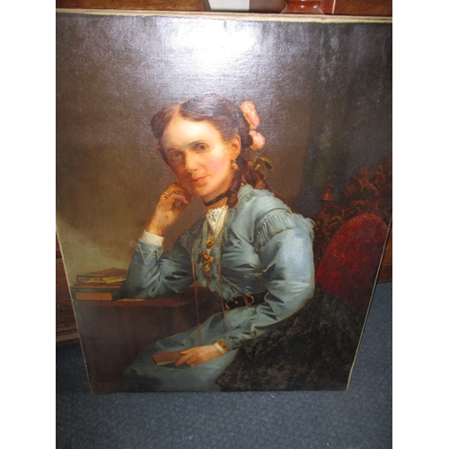 260 - Male and female oil  on canvas portraits, approx. size 72x91cm both unsigned, in useable pre-owned c... 