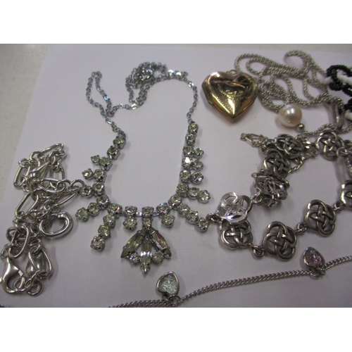 178 - A parcel of costume jewellery, to include approx. 100g silver and white metal items, all in used con... 