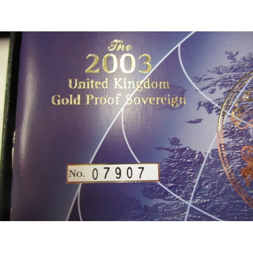 124 - A 2003 proof gold sovereign in original Royal Mint packaging , minor scuff to corner of box