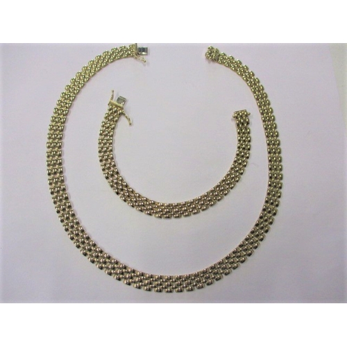 67 - A vintage 9ct yellow gold bracelet and necklace set, approx. linear lengths 40cm & 19cm, both in goo... 