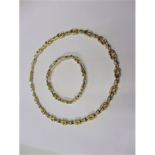 68 - A vintage 18ct white and yellow gold bracelet and necklace set, both in useable pre-owned condition ... 