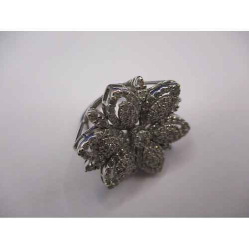 27 - An 18ct white gold and diamond floral cluster ring, approx. total diamond weight 2ct, approx. ring s... 