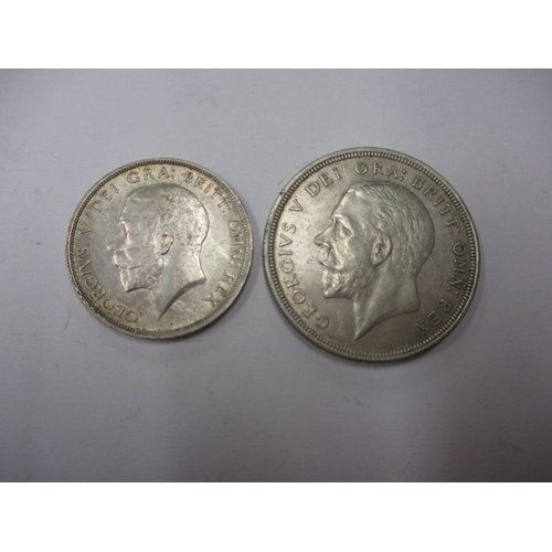 135 - A George V crown dated 1930 and a half crown dated 1916, circulated coins with very fine definition ... 