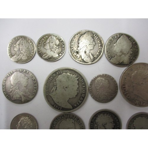 136 - A parcel of George II and later silver coins, various dates and grades, some VF+, approx. parcel wei... 