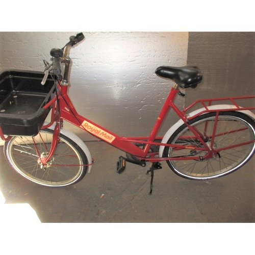 300 - A vintage royal mail postal bike, step through frame ,used condition tyres need pumping up, broken r... 