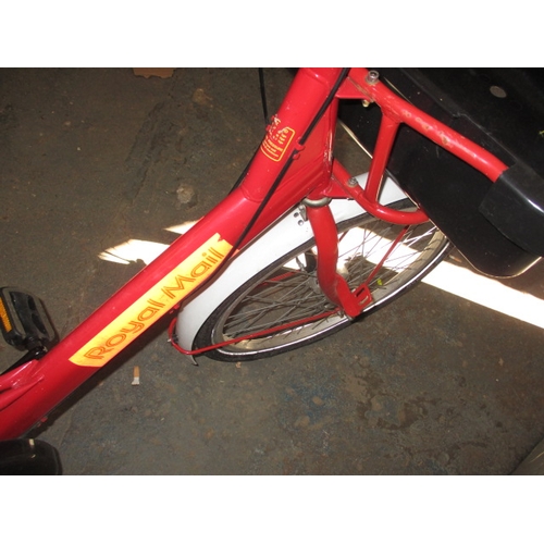 300 - A vintage royal mail postal bike, step through frame ,used condition tyres need pumping up, broken r... 