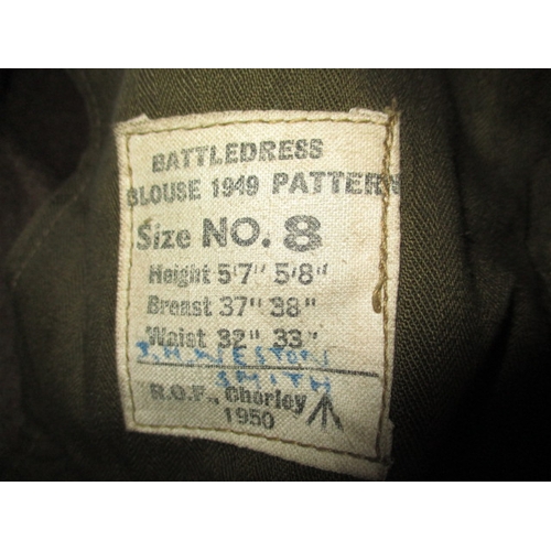 232 - A 1950 Royal Signals Captains battledress blouse and a REME officers peak cap, in used condition