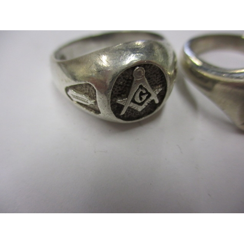 144 - 3x 925 silver Masonic rings, approx. ring sizes 2x’Z’ 1x’V’, approx. parcel weight 27.3g, two in nea... 