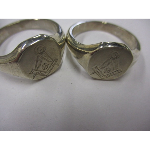 144 - 3x 925 silver Masonic rings, approx. ring sizes 2x’Z’ 1x’V’, approx. parcel weight 27.3g, two in nea... 