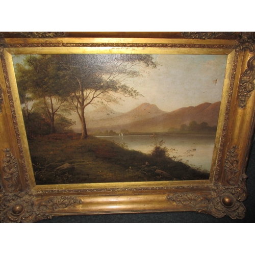 267 - A 19th century oil on canvas costal landscape, signed lower right possibly Charles A Watson, approx.... 