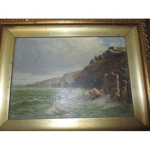 268 - 3 Vintage oil on canvas costal scenes, 2 marked Thomas Larbalestier 1861-1930 all in gilt frames, ap... 