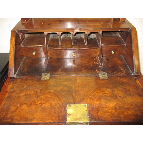 321 - A 19th century walnut desk top writing desk with vanity mirror top over compartmented storage with s... 