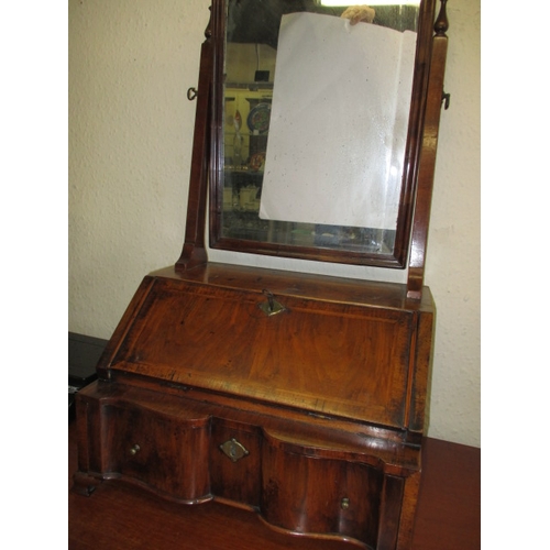 321 - A 19th century walnut desk top writing desk with vanity mirror top over compartmented storage with s... 