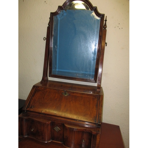 321 - A 19th century walnut desk top writing desk with vanity mirror top over compartmented storage with s... 