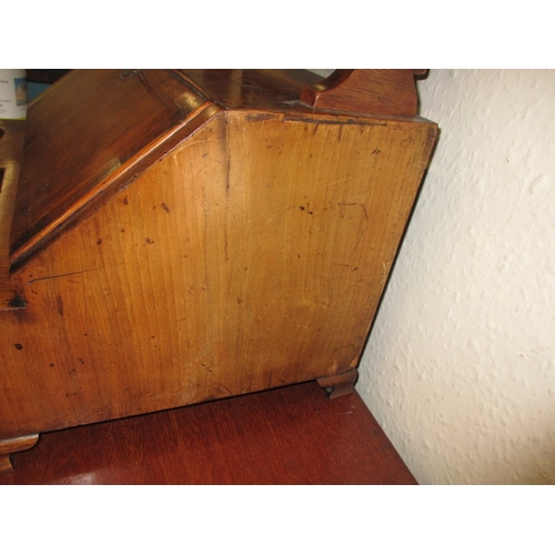 321 - A 19th century walnut desk top writing desk with vanity mirror top over compartmented storage with s... 