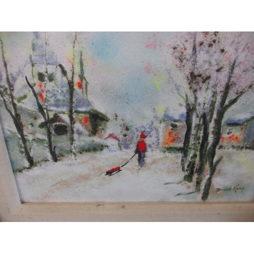 273 - A vintage enamel on copper winter scene, signer lower right David Koop?, approx. image size 20x15cm,... 