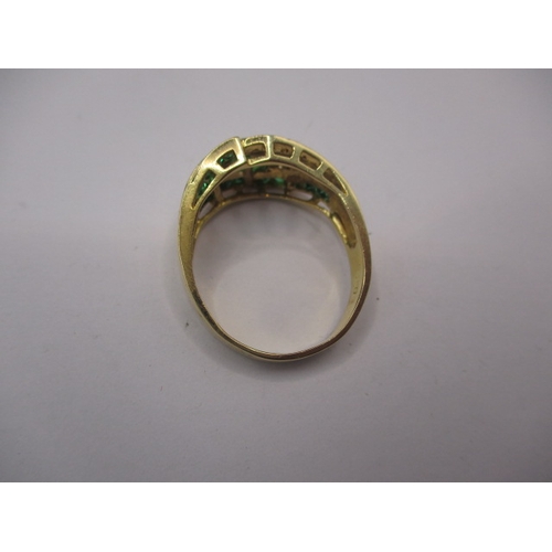 31 - An 18ct yellow gold ring with diamonds and emeralds, approx. ring size ‘R’ approx. weight 6.7g, in g... 