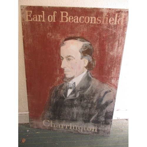 281 - A vintage Charrington pub sign for the Earl of Beaconsfield, hand painted on an aluminium panel, c19... 