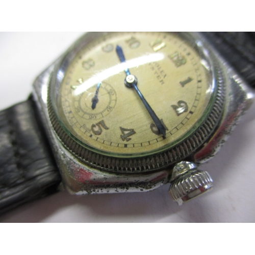 97 - A 1920s/30s gents Rolex Oyster cushion case wrist watch, runs when wound and with considerable use r... 