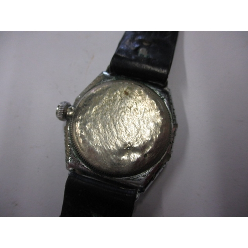 97 - A 1920s/30s gents Rolex Oyster cushion case wrist watch, runs when wound and with considerable use r... 