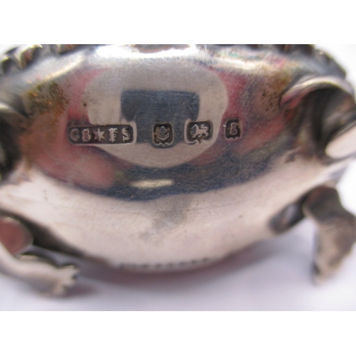 187 - A vintage sterling silver pin cushion in the form of a tortoise, in good used condition, approx. len... 