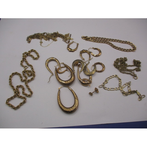 76 - A parcel of gold and yellow metal jewellery items, some  damages, approx. gross parcel weight 32.5g