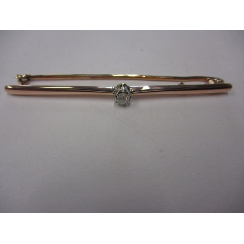 70 - An Edwardian 9ct rose gold bar brooch with central diamond, approx. weight 2.67g, in good pre-owned ... 